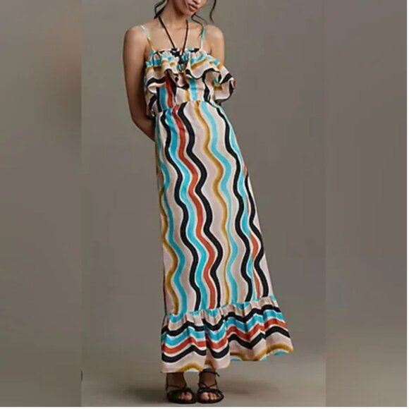 Farm Rio Sleeveless Ruffle Maxi Dress size M - Picture 1 of 7